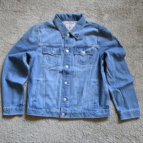 True Religion Light Blue Denim Jesse Jacket - Picture 1 of 4